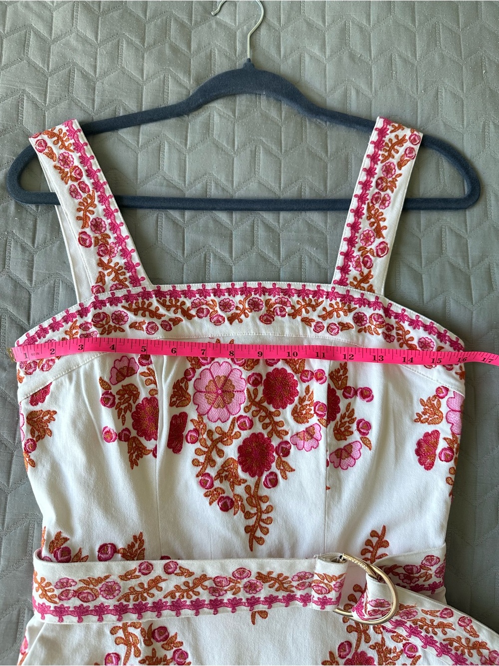 Avec Les Filles White Mini Dress with Pink & Red Floral Embroidery - Picture 5 of 8